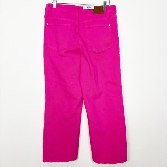 NWT Judy Blue Women's High Waist Dyed Hot Pink 90’s Straight Denim Jeans 15/32 - Picture 2 of 5
